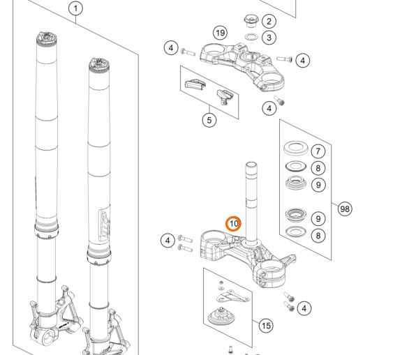 61901032032C1 КТМ Траверса нижняя ADV 1290 BOTTOM TRIPLE CLAMP CMPL. X=32 MM (б/у)