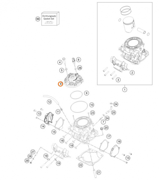 55430106200 KTM Головка цилиндра 250 EXC