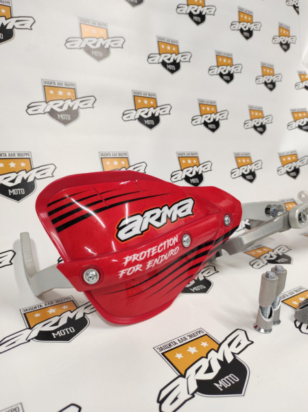 ARMA Защита рук с креплениями к рулю FatBar (красные щитки)