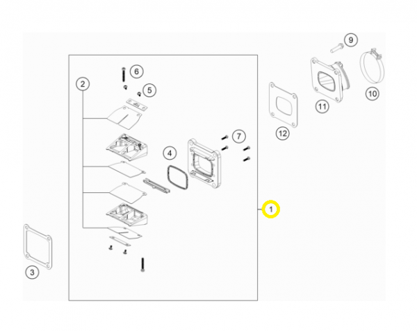50530051044 КТМ Лепестковый клапан Reed Valve Case cpl.