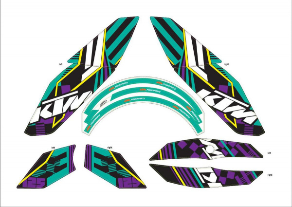 90108999000 KTM Набор наклеек GRAPHIC KIT DUKE 125/200 FUNKY